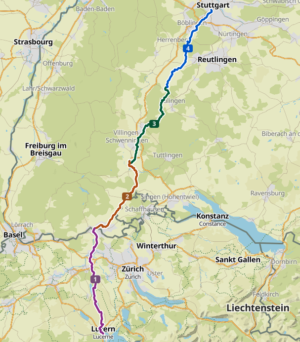 Screenshot der kompletten Route bei Komoot
